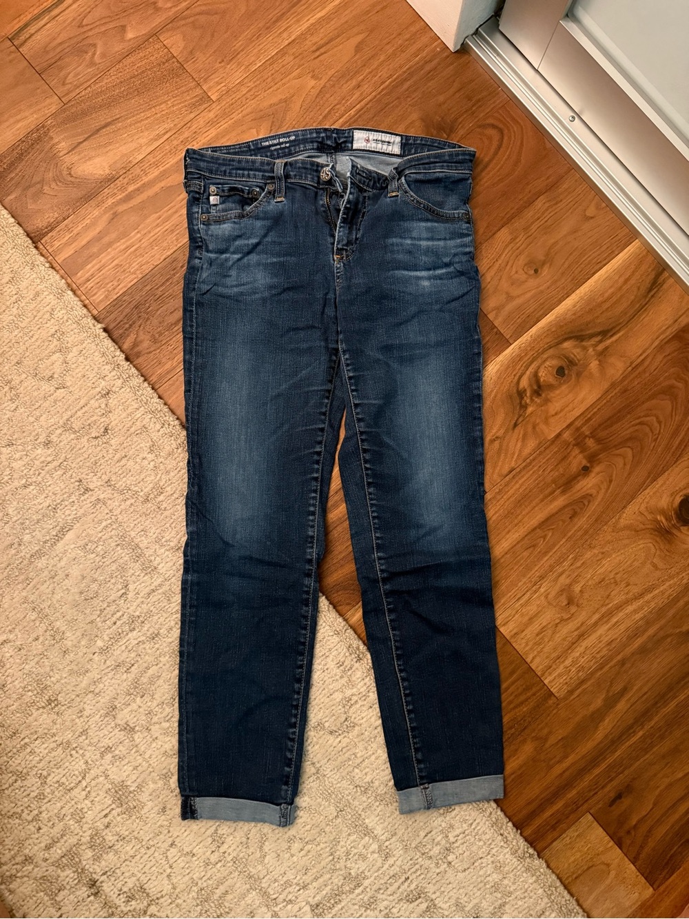Ag Adriano Goldschmied Dark Blue Cropped Slim Jeans